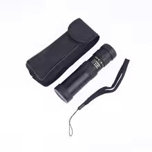 Black spy glass with carrying case on a white background