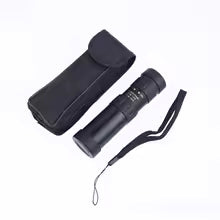Black spy glass with carrying case on a white background