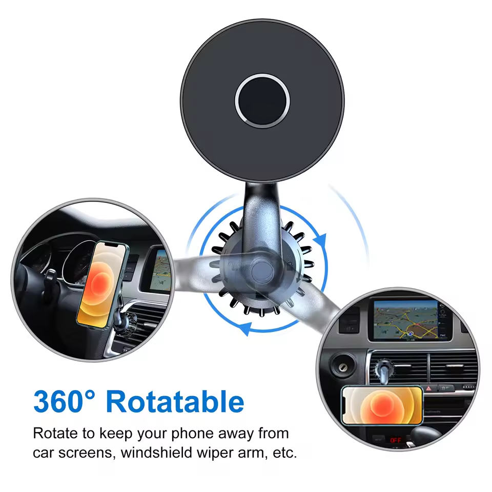 Strong Magnetic Car Phone Mount with 360° Rotation for Air Vent and Dashboard