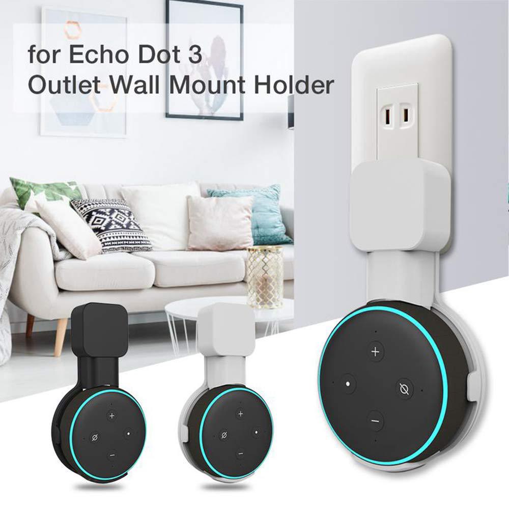 Wall mount holder for Echo Dot 3 with a living room background