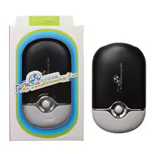 Black and silver electronic device with packaging on a white background