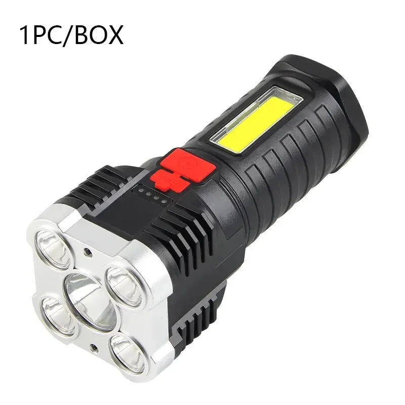 Multifunctional flashlight with multiple lights on a white background