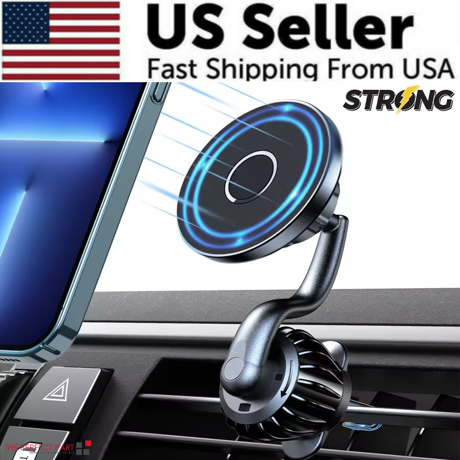 Strong Magnetic Car Phone Mount with 360° Rotation for Air Vent and Dashboard