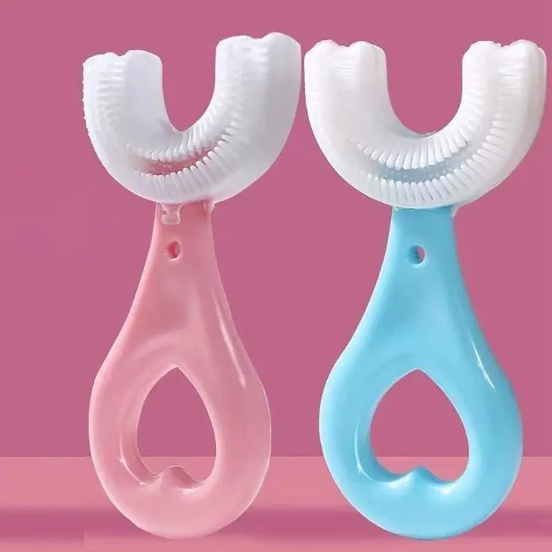 2pcs U Shaped Kids Toothbrush Baby Teeth Cleaning Brushing Instrument Children Oral Cleaning Toothbrush Brushing Tools
