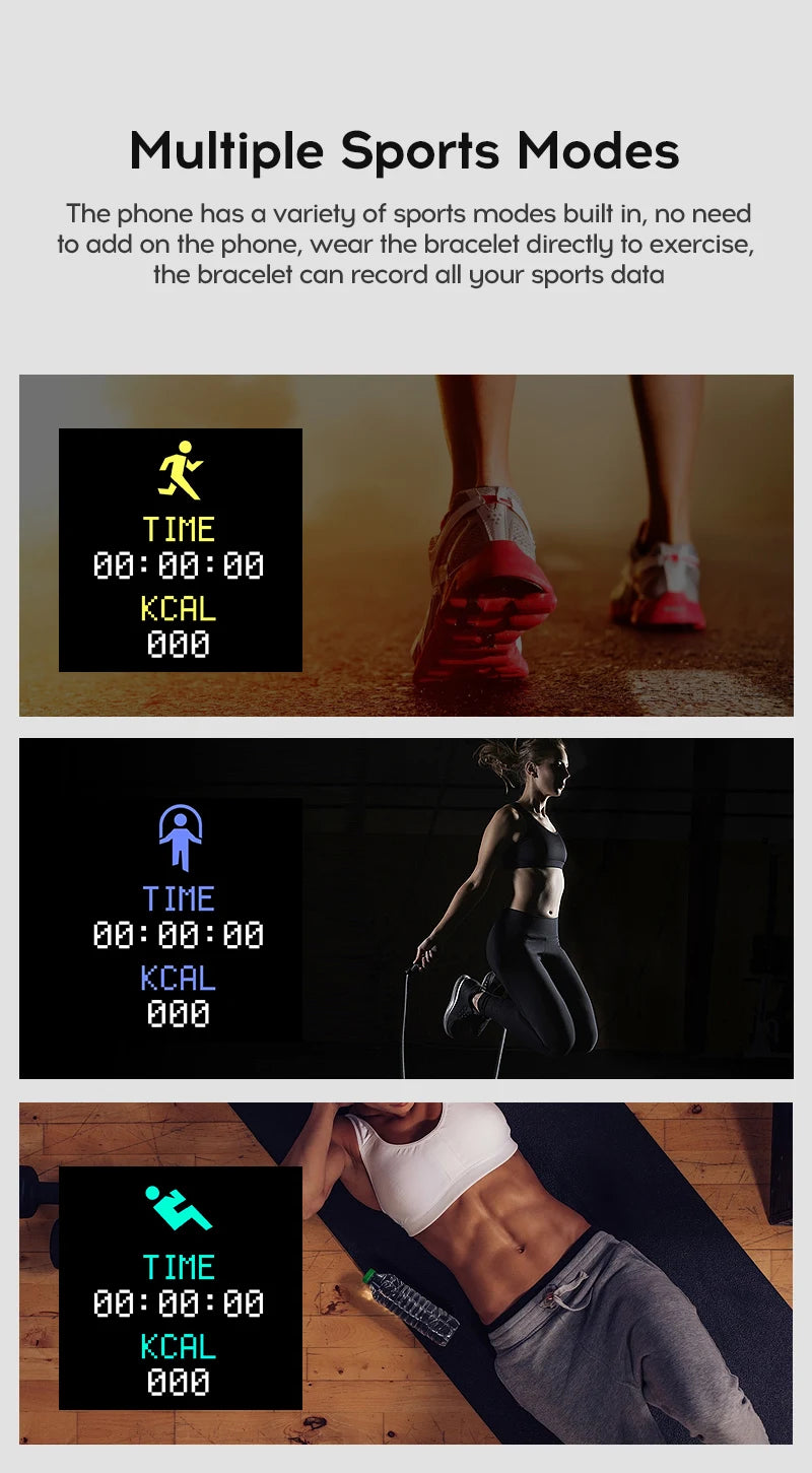 Fitness tracker with sports mode display on a smartphone screen, showing time and calories burned.