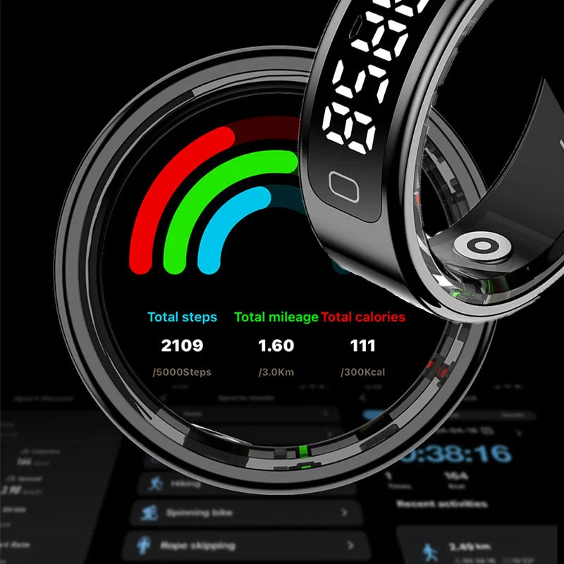 Smartwatch with fitness tracker on a black background