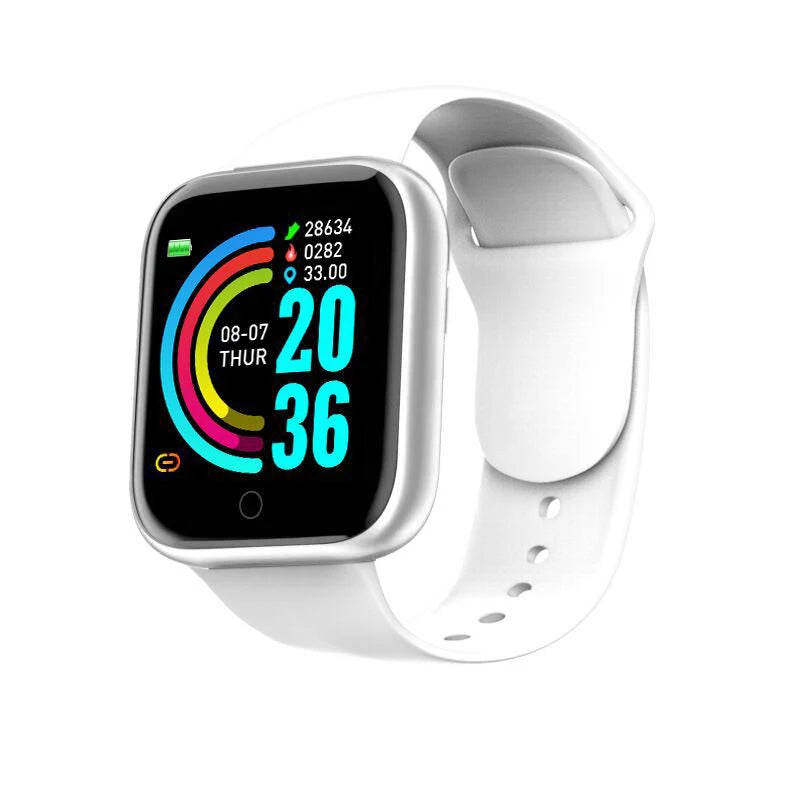 Smartwatch with a white band on a white background