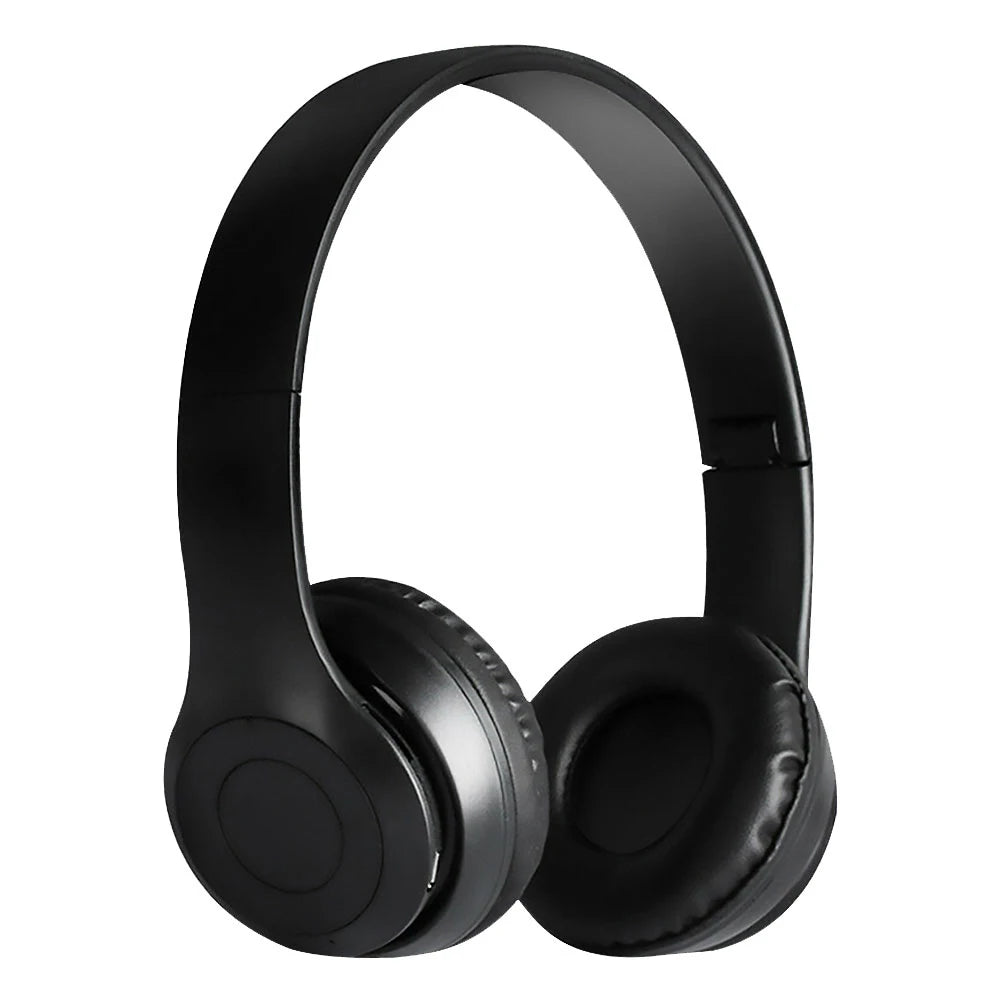 Black headphones on a white background