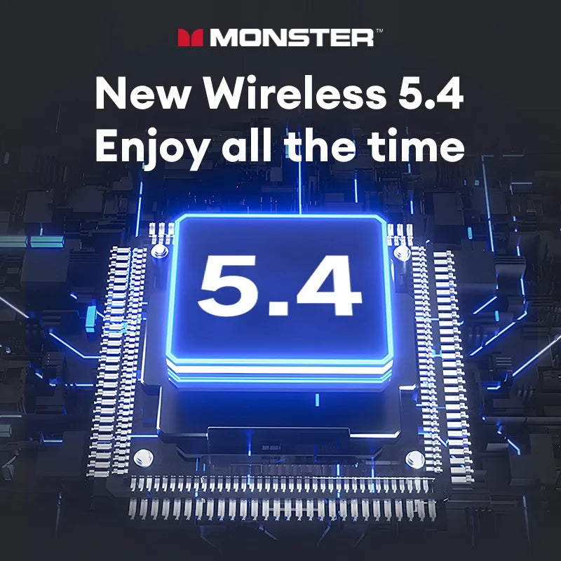 Electronic component with '5.4' on a dark background, featuring the Monster logo.