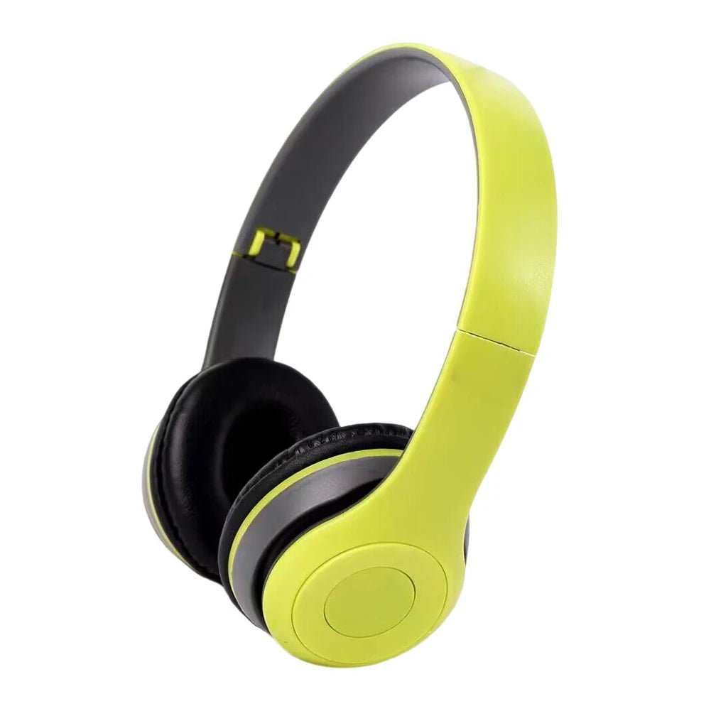 Yellow and black headphones on a white background