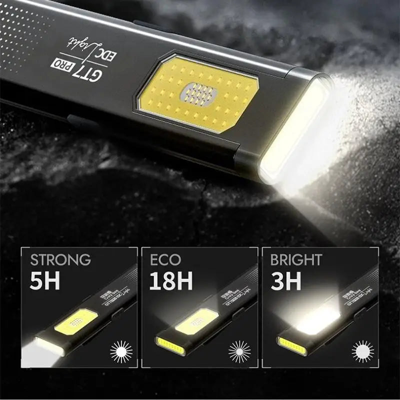 Flashlight with light mode indicators on a dark background