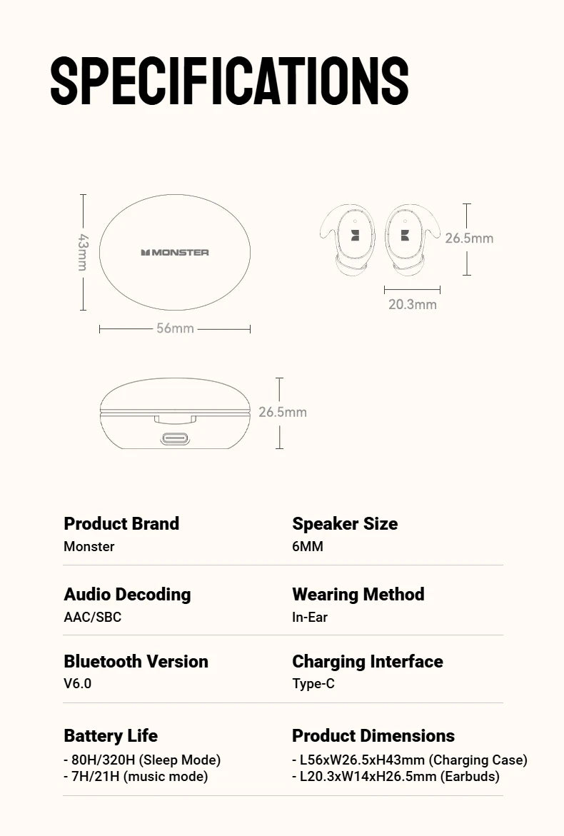 Technical specifications of a product with dimensions and features listed.