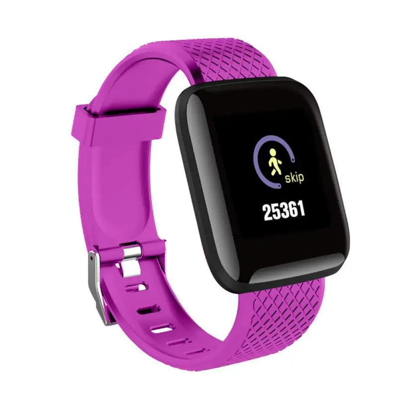 Smartwatch with a purple band on a white background