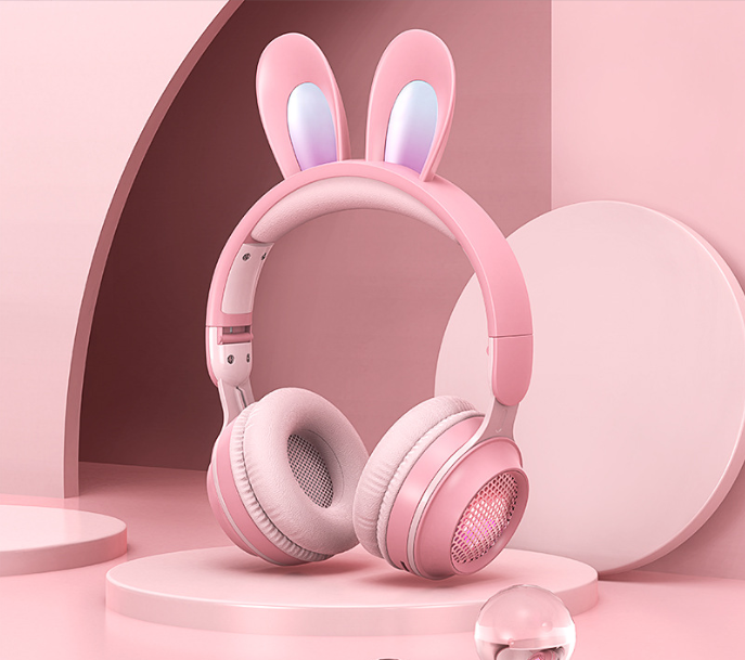 Cute Rabbit Wireless Headphones with RGB LED for Kids - Electric Impulse