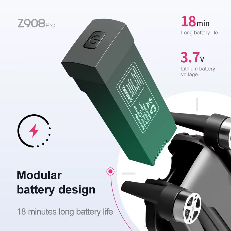 Green battery pack attached to a device with text highlighting battery life and voltage on a white background.