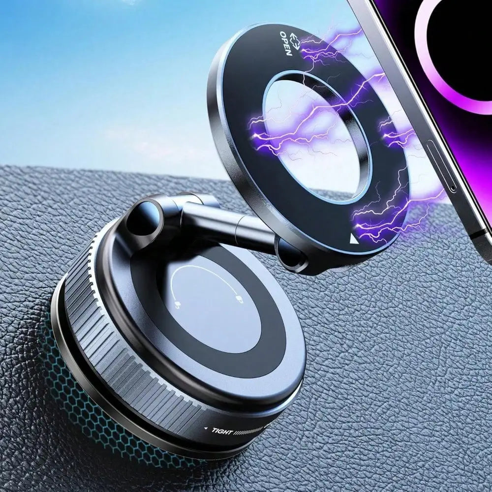 Phone holder with magnetic design on a textured surface