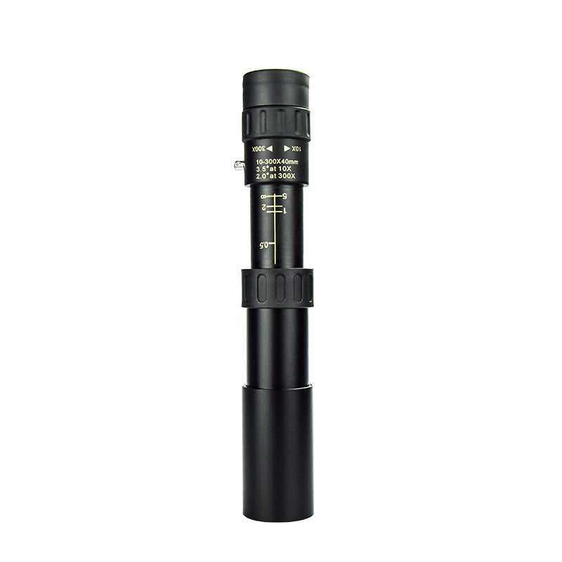 Black monocular telescope on a white background
