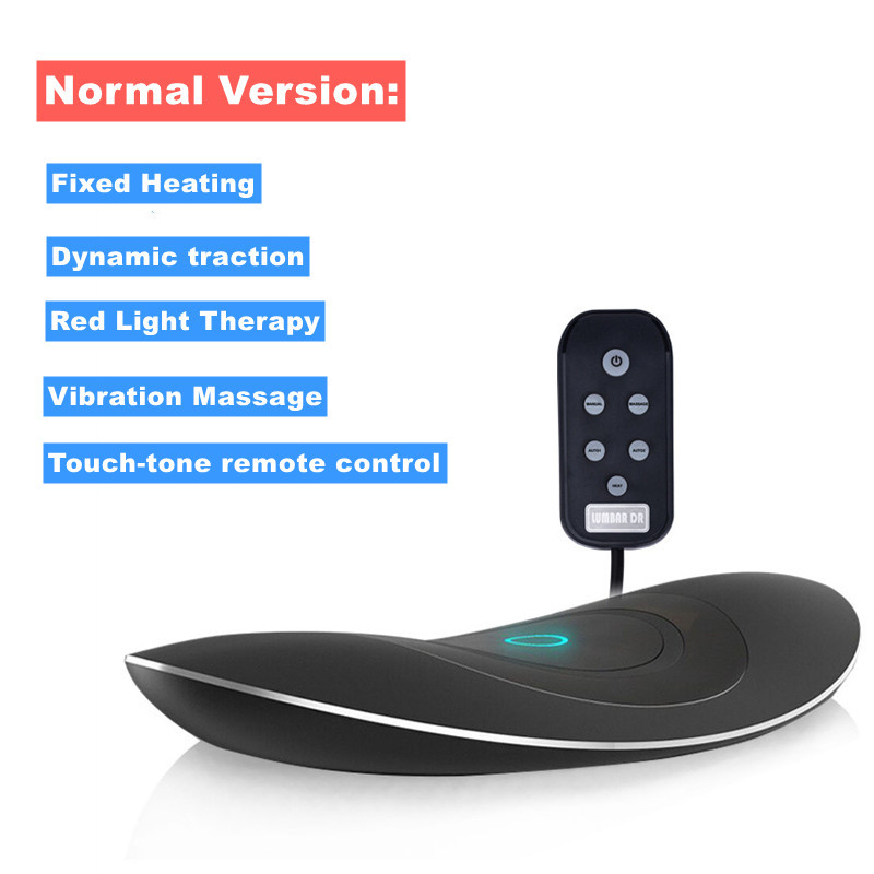Black electronic device with remote control on a white background, featuring text about its functions.
