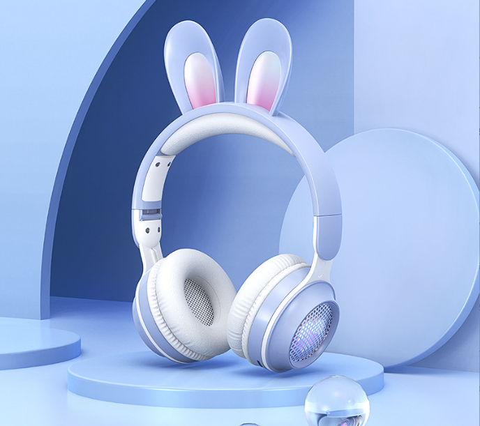 Cute Rabbit Wireless Headphones with RGB LED for Kids - Electric Impulse