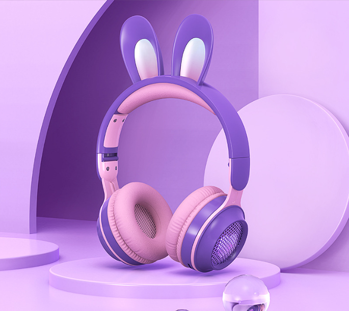 Cute Rabbit Wireless Headphones with RGB LED for Kids - Electric Impulse