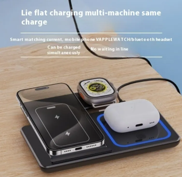 15W 3 In 1 LED Foldable Fast Wireless Charger Stand - Electric Impulse