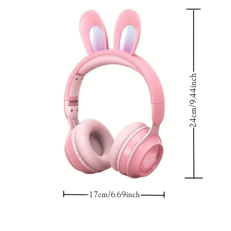 Cute Rabbit Wireless Headphones with RGB LED for Kids - Electric Impulse