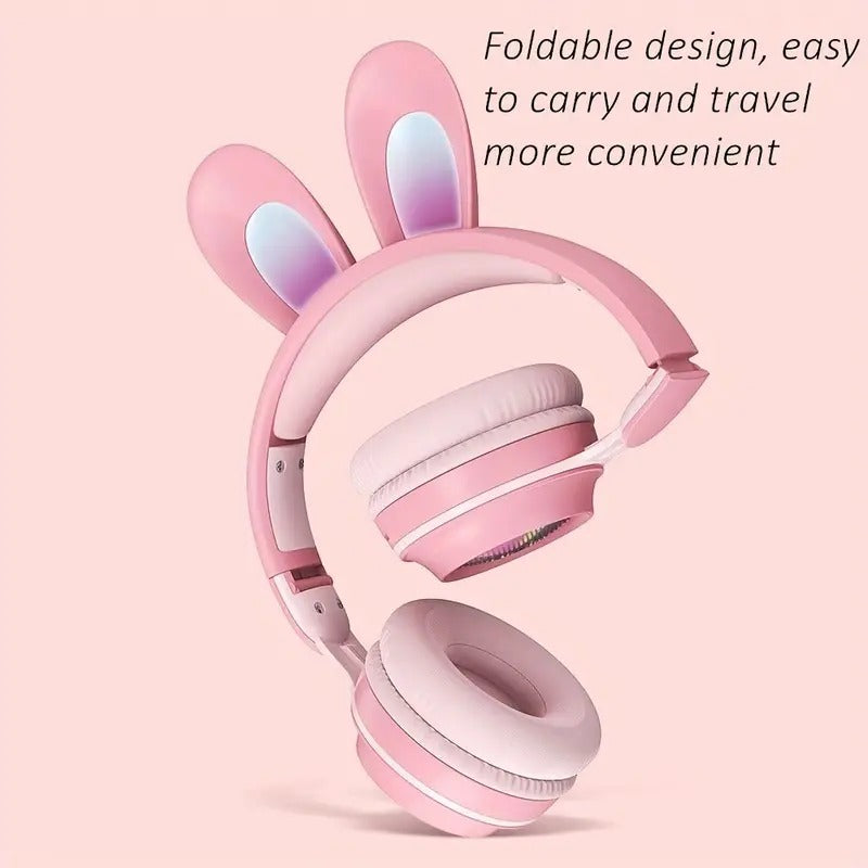 Cute Rabbit Wireless Headphones with RGB LED for Kids - Electric Impulse