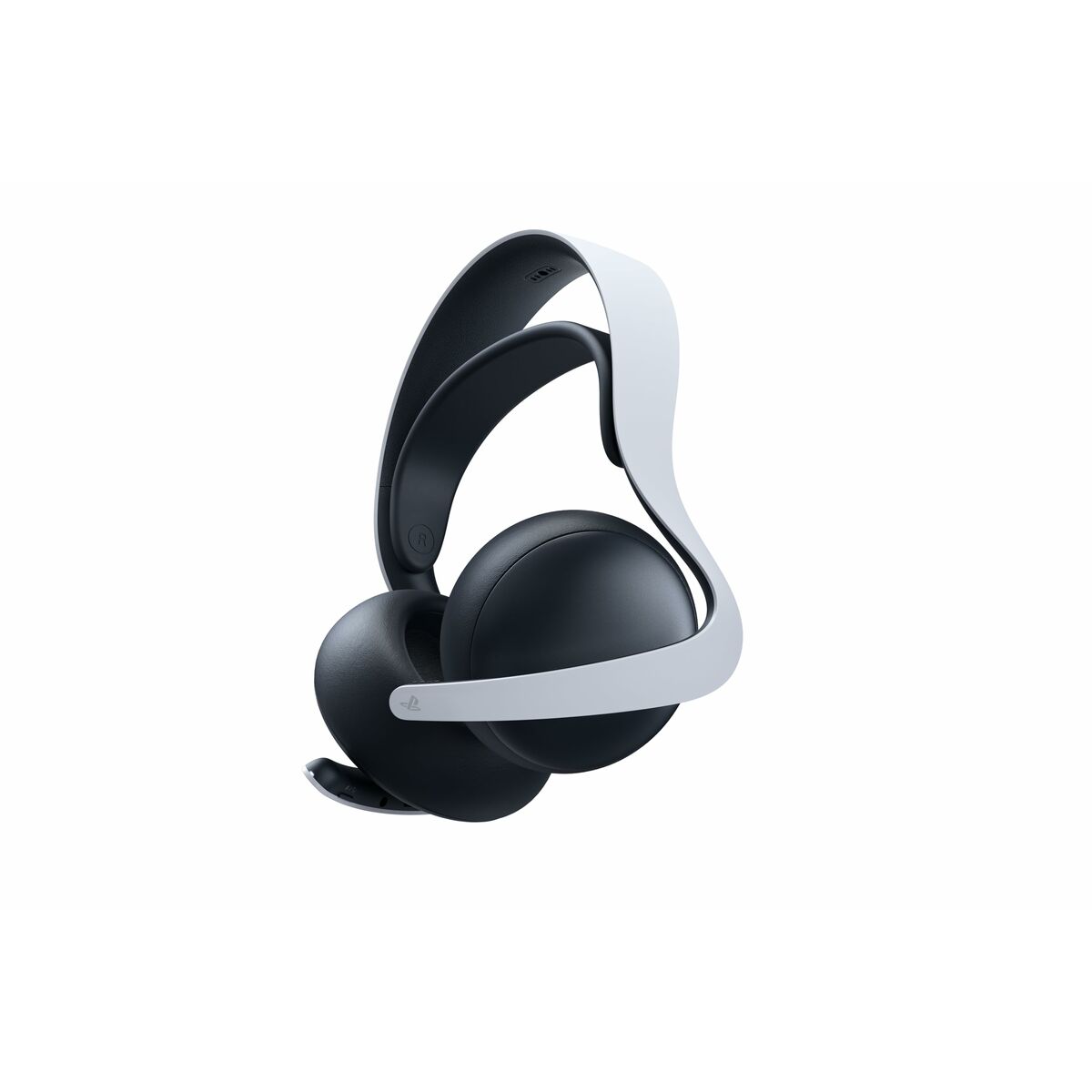 Black and white gaming headset on a white background.