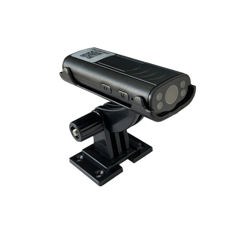 Black security camera with motion sensor on a white background