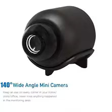 Black wide-angle mini camera on a white background