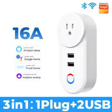 White 3-in-1 plug with 2 USB ports and Wi-Fi connectivity on a white background